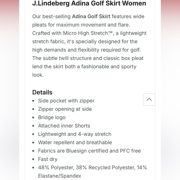 J LINDEBERG ADINA GOLF PICKLEBALL SKIRT SIZE XS NWT - Picture 15 of 16